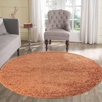 Oxford OXF00 Plain Plush Soft Stain-Resistant Textured Polypropylene Shaggy Terracotta Round Rug-Desire Rugs-Rug Love - The Most Loved Rug Store